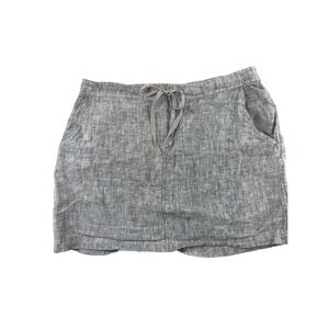 Max Studio 100% Linen Drawstring Waist Mini Skirt Gray Size M